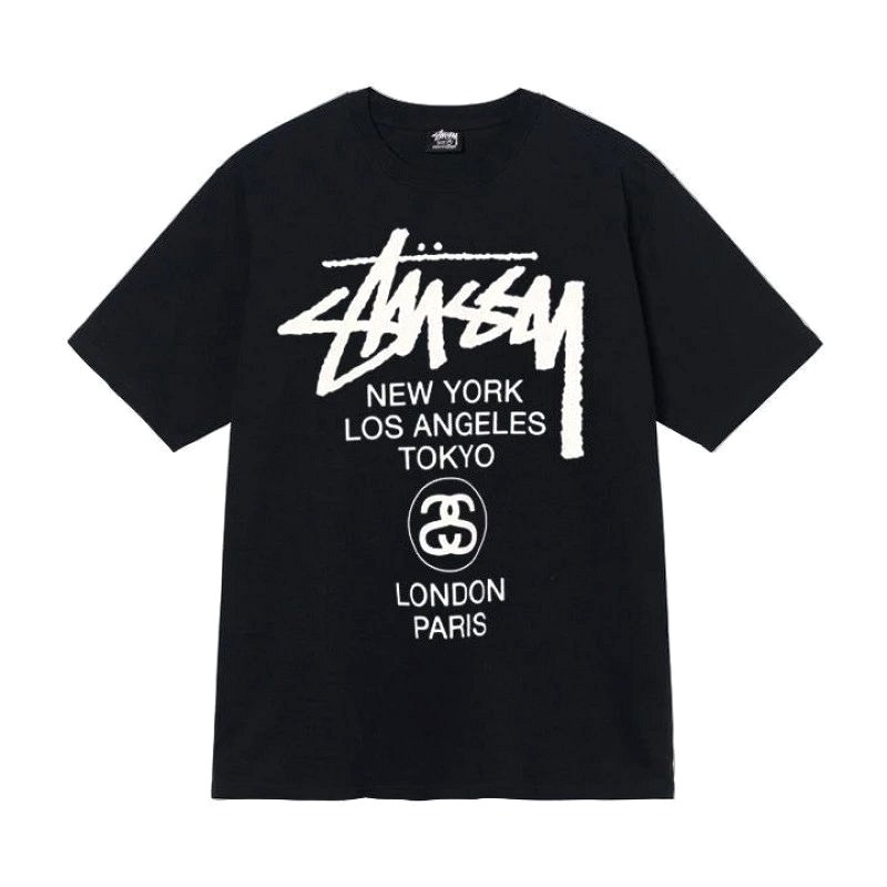 Stussy Letter-Print Black Tee Review: 250–300 gsm Long-Staple Cotton, Loose Cut